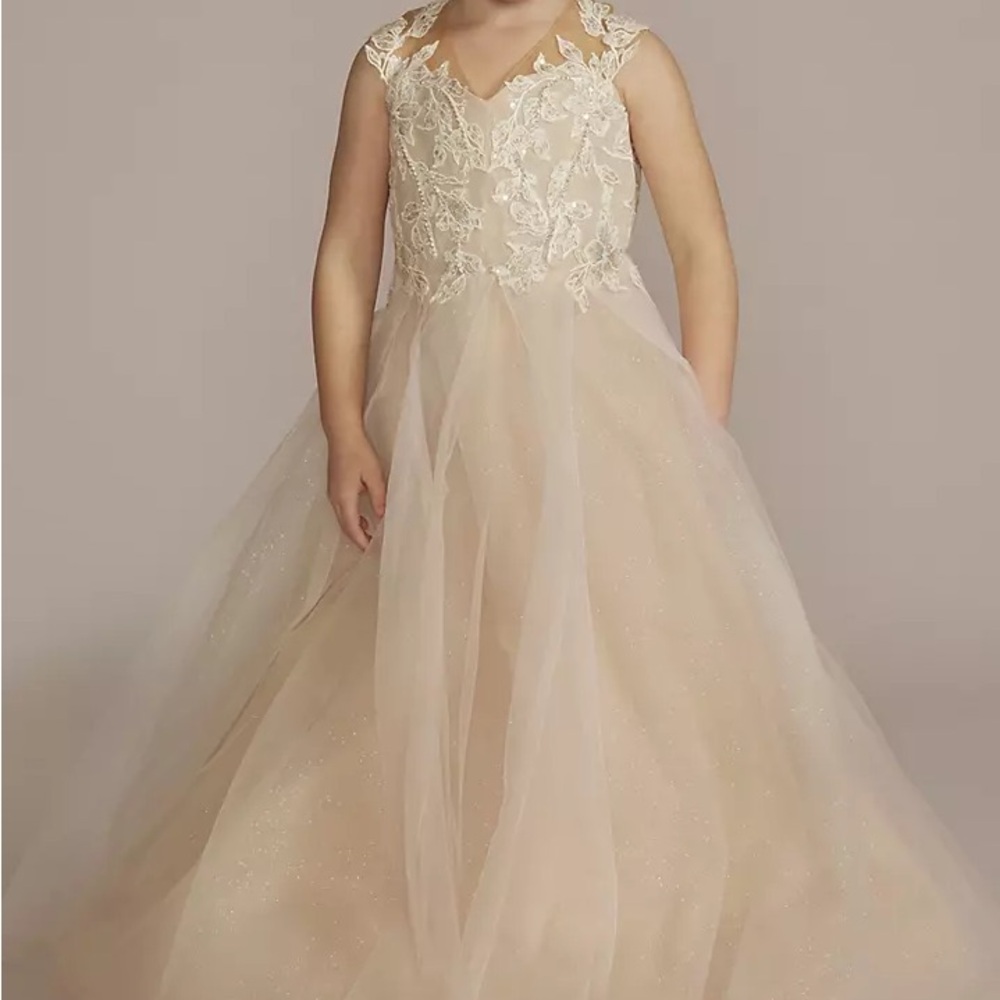 Embellished Glitter Tulle Flower Girl Dress